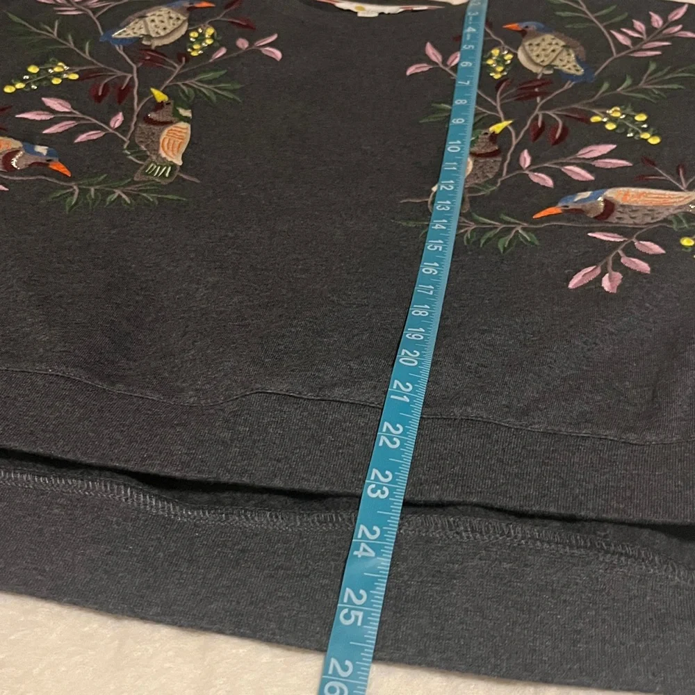 Boden Bird Embroidered Gray Sweater Small - Picture 12 of 16